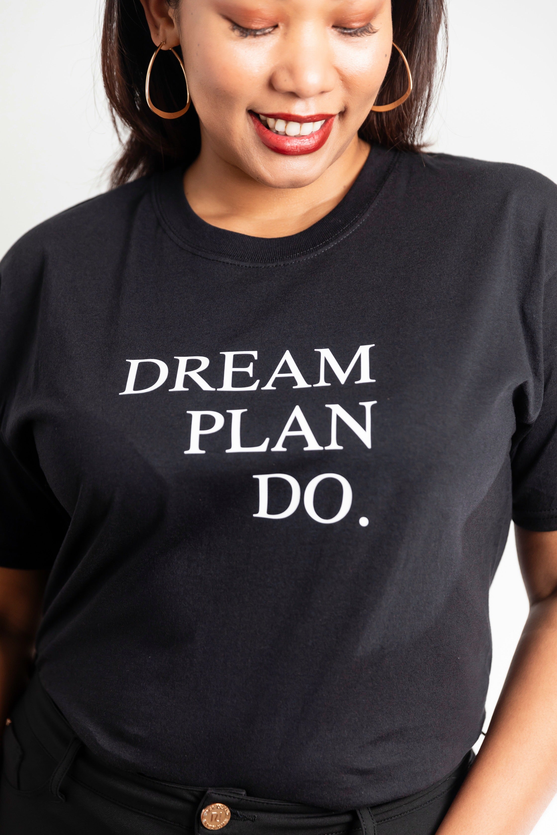 Dream Plan Do Slogan Tee In Black
