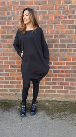 Load image into Gallery viewer, Oversized Sweatshirt Dress In Black
