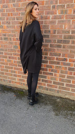 Load image into Gallery viewer, Oversized Sweatshirt Dress In Black
