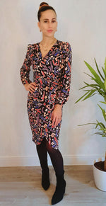 Load image into Gallery viewer, Mykonos Midi Long Sleeve Wrap Style Dress In Abstract Print
