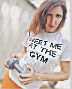 Meet Me At The Gym Slogan Tee In White