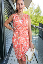 Load image into Gallery viewer, Serena Sleeveless Midi Summer Wrap Dress In Coral Spot
