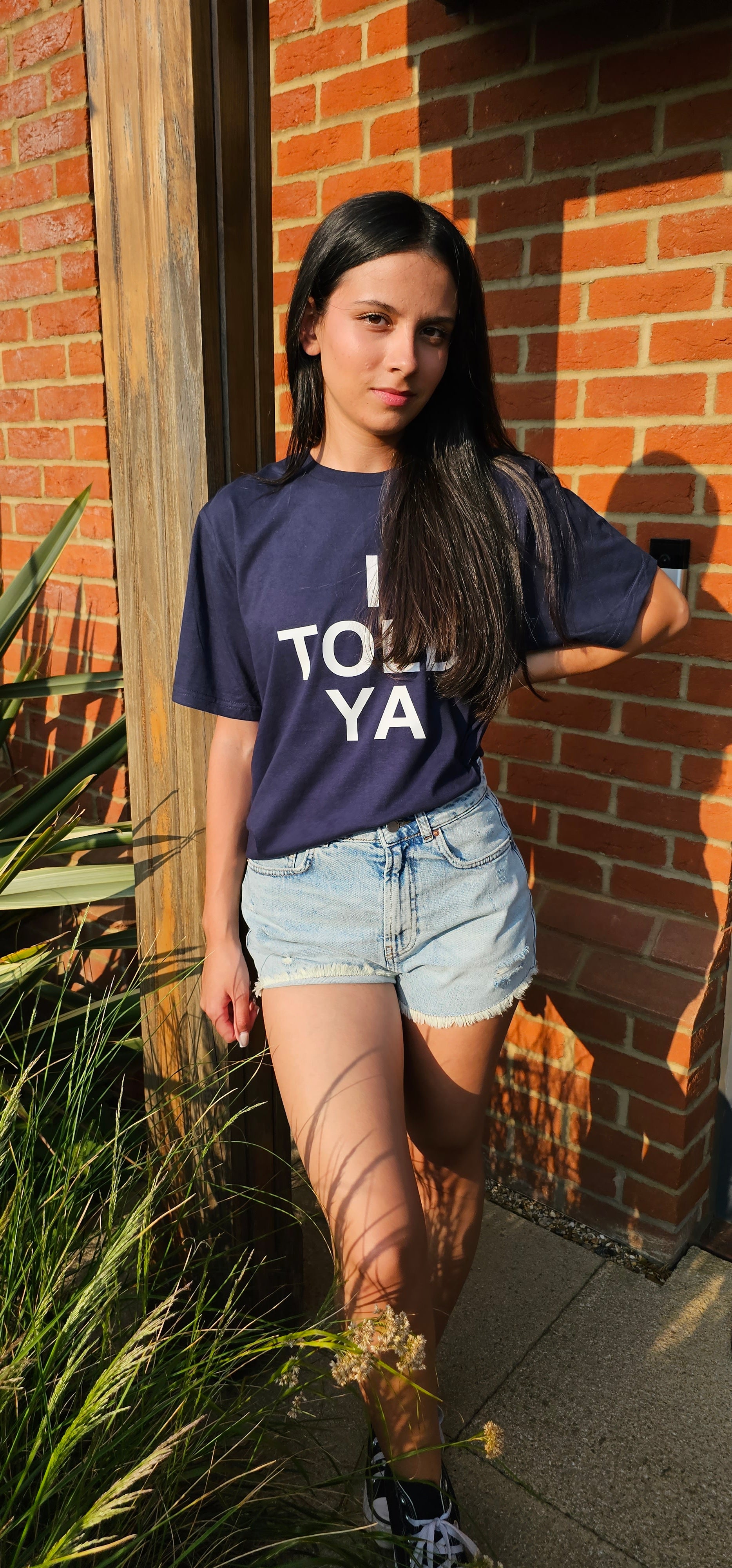 I Told Ya Slogan Tee in Navy