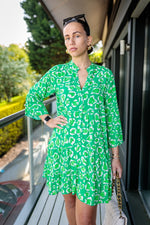 Load image into Gallery viewer, Laura Long Sleeve Kaftan Style Dress In Green
