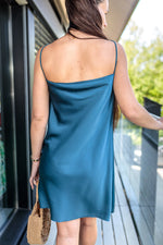 Charger l&#39;image dans la galerie, Satin Slip Dress In Dark Teal
