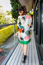 Załaduj obraz do przeglądarki galerii, Eloise Voile Shirt Dress In Bright Multicolour Abstract Print
