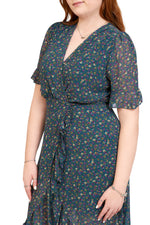 Load image into Gallery viewer, Maisy Short Sleeve Frill Wrap Midi Dress
