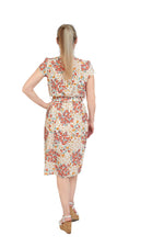 Cargar imagen en el visor de la galería, Summer Wrap Style Midi Dress In Red Ditsy Floral
