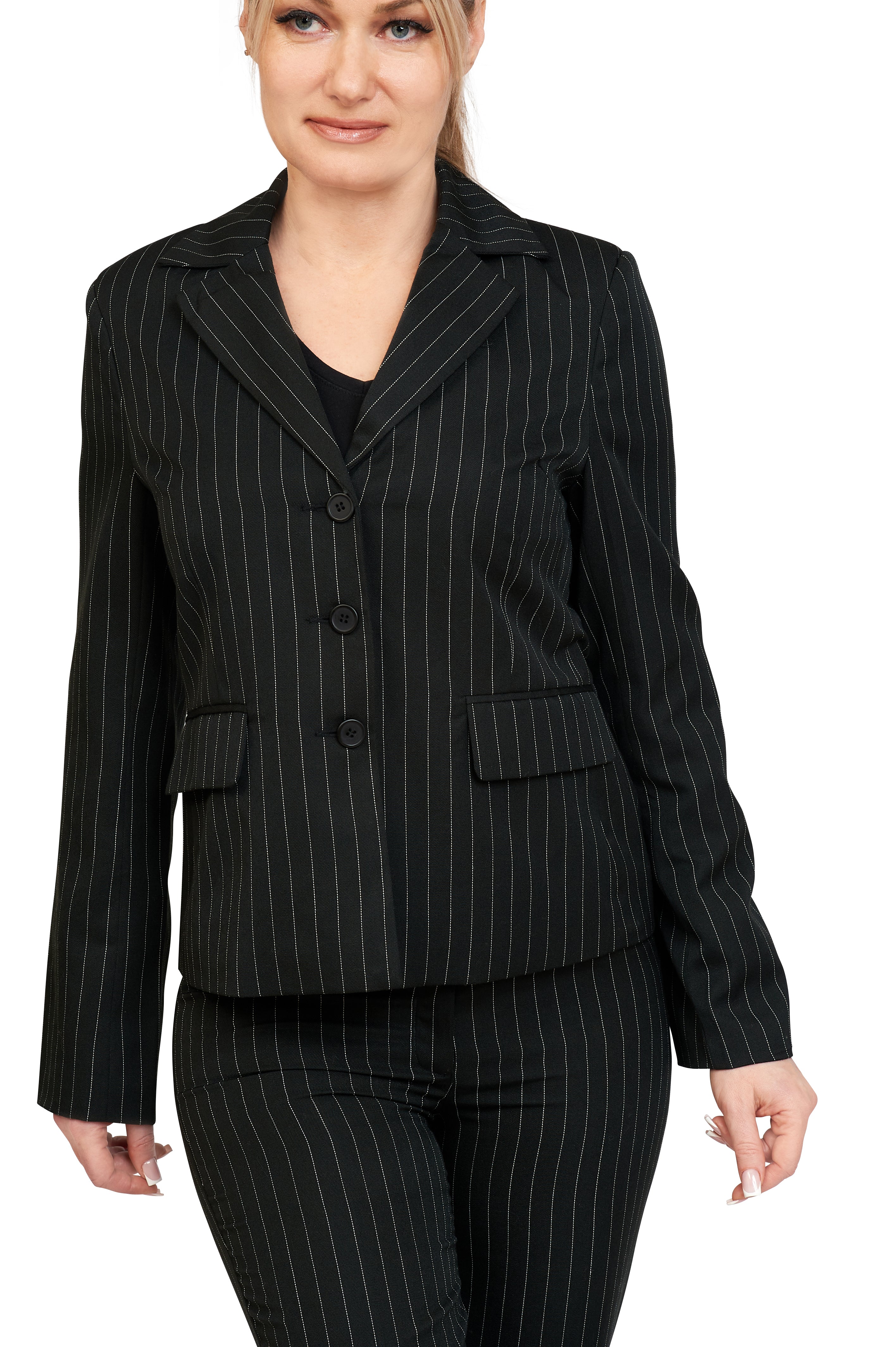 Pinstripe Trousers in Black