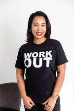 Załaduj obraz do przeglądarki galerii, Work Out Slogan Tee In Black
