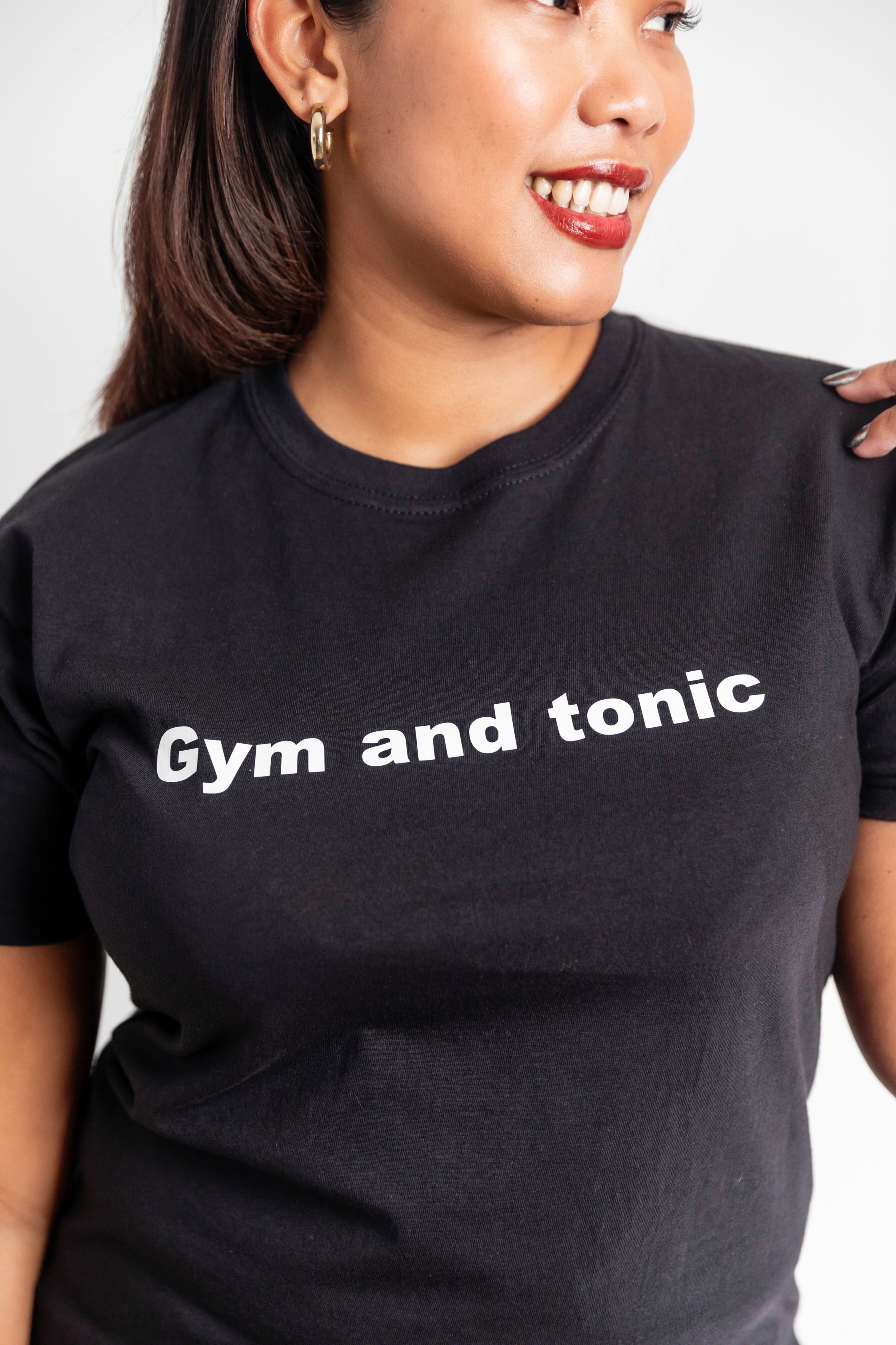 Gym and Tonic Slogan Tee In Black