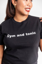 Cargar imagen en el visor de la galería, Gym and Tonic Slogan Tee In Black
