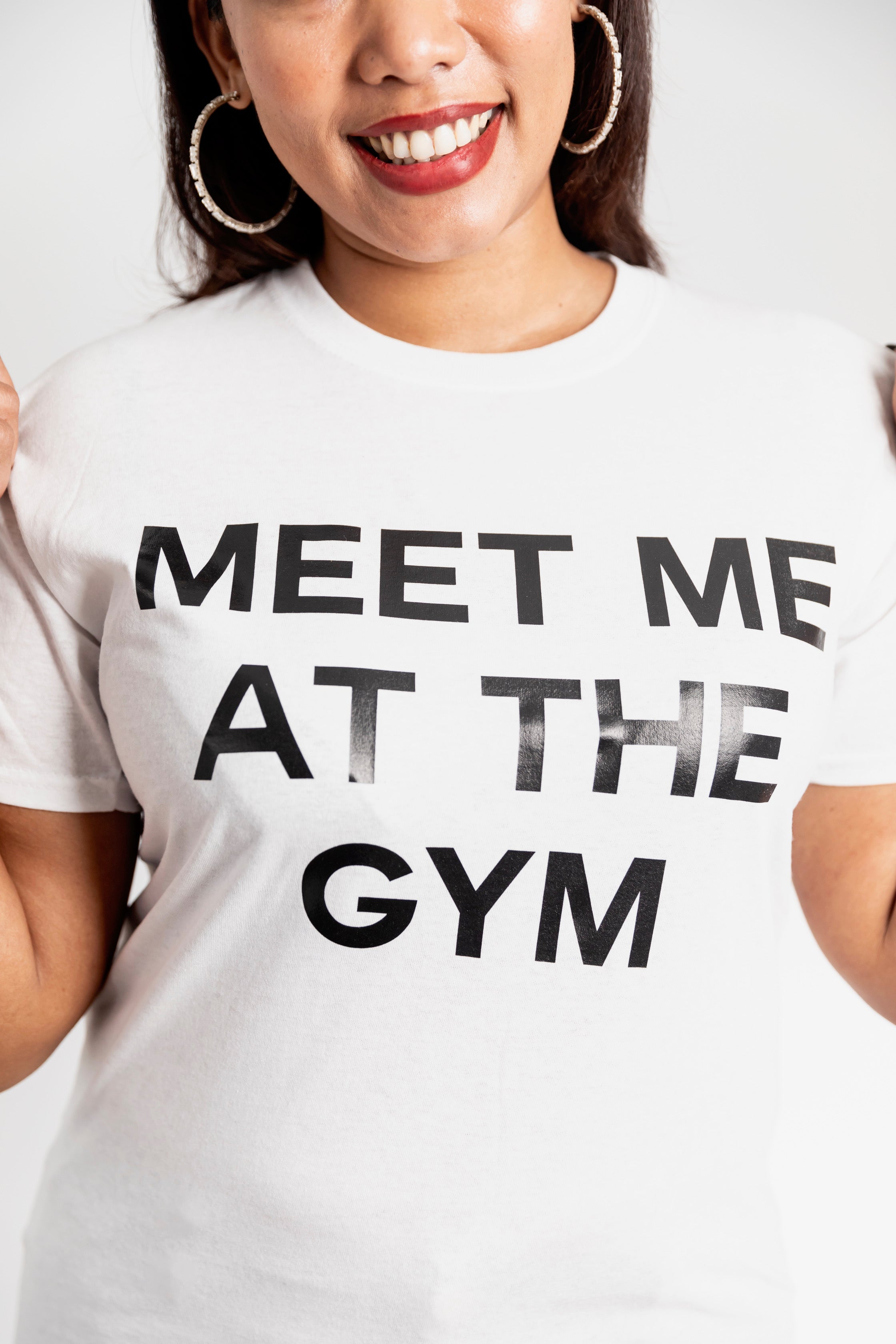 Meet Me At The Gym Slogan Tee In White