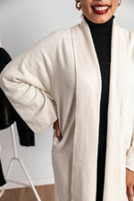 Charger l&#39;image dans la galerie, Open Front Longline Roll Front Cardigan In Cream
