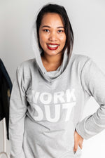 Carica l&#39;immagine nel visualizzatore di Gallery, Work Out Slogan Hooded Sweatshirt Tunic In Grey
