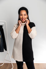 Charger l&#39;image dans la galerie, Block Colour Roll Neck Long Sleeve Jumper Dress In Black and Cream
