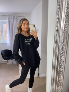 Dream Plan Do Slogan Sweat Tunic In Black