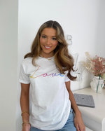 Load image into Gallery viewer, Love Rainbow White Slogan Tee
