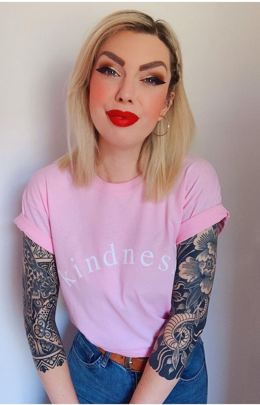 Kindness Slogan Tee In Pink