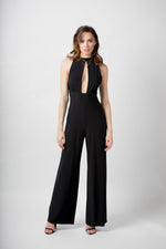 Load image into Gallery viewer, Wide Leg Keyhole Front Fleabag Jumpsuit in Black
