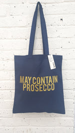 Załaduj obraz do przeglądarki galerii, May Contain Prosecco Glitter Tote Bag In Navy
