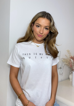 Cargar imagen en el visor de la galería, This Is My Work Outfit White Slogan Tee
