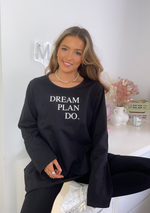 Cargar imagen en el visor de la galería, Dream Plan Do Slogan Sweat Tunic In Black
