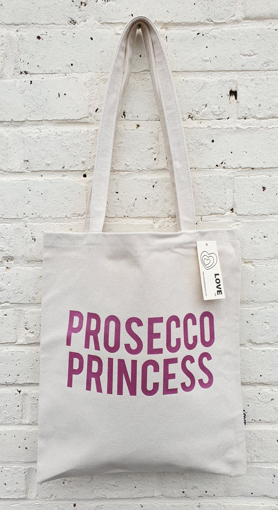 Prosecco Princess Glitter Tote Bag In Cream
