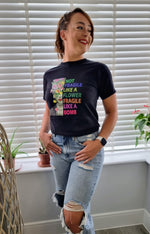 Charger l&#39;image dans la galerie, Mexican Summer Rainbow Text Slogan Tee In Black
