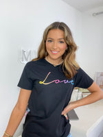 Load image into Gallery viewer, Love Rainbow Black Slogan Tee
