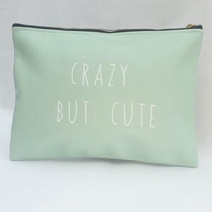 Crazy But Cute Zip Make Up Bag In Pastel Green