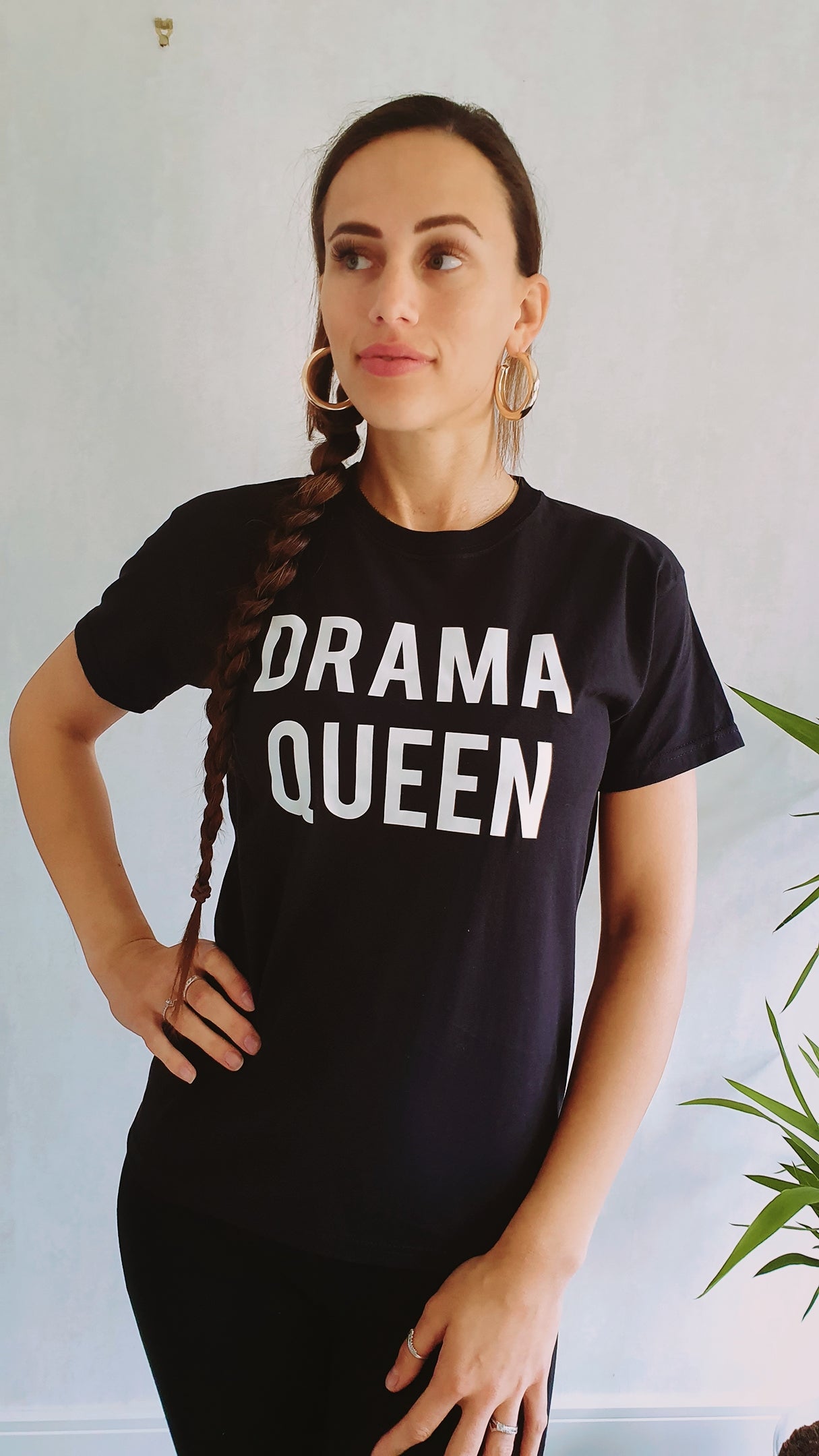 Drama Queen Slogan Tee In Black