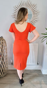 Charger l&#39;image dans la galerie, Tulsa Frill Front Cap Sleeve Midi Dress In Flame Red
