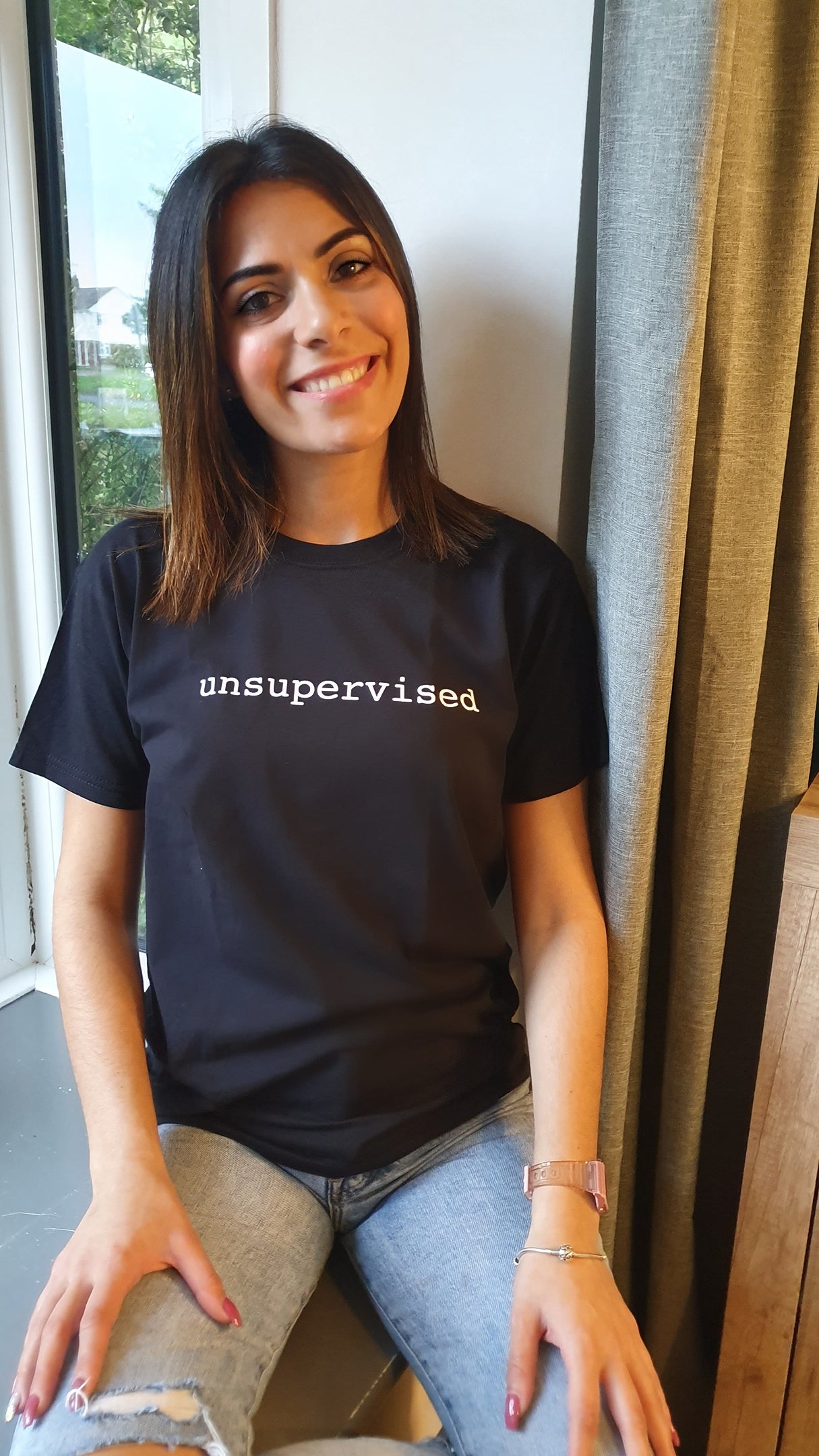 Unsupervised Slogan Tee In Black