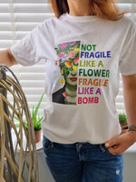 Load image into Gallery viewer, Mexican Summer Rainbow Text Slogan Tee In White
