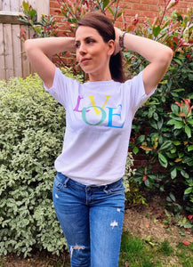 Bright Love Slogan Tee In White