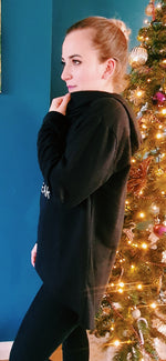 Load image into Gallery viewer, Nothing To Wear Cowl Neck Slogan Sweatshirt Tunic In Black
