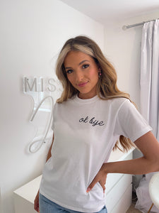 Ok Bye Slogan Tee In White