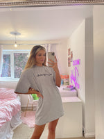 Load image into Gallery viewer, Oversized T Shirt Dress With Script Love Slogan In Grey
