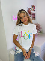 Cargar imagen en el visor de la galería, Bright Love Slogan Tee In White
