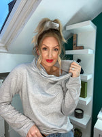 Load image into Gallery viewer, Cowl Neck Sweatshirt Tunic In Grey

