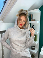 Load image into Gallery viewer, Cowl Neck Sweatshirt Tunic In Grey
