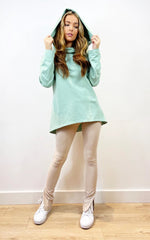 Load image into Gallery viewer, Cowl Neck Sweatshirt Tunic In Green
