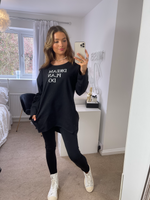 Load image into Gallery viewer, Dream Plan Do Slogan Sweat Tunic In Black
