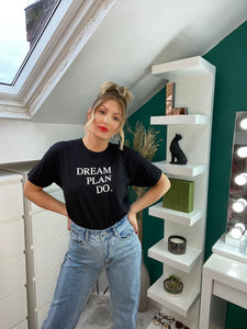 Dream Plan Do Black Slogan Tshirt