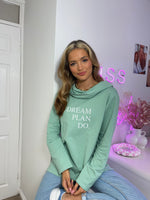 Load image into Gallery viewer, Dream Plan Do Cowl Neck Slogan Sweat Tunic In Green
