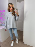 Załaduj obraz do przeglądarki galerii, Keep It Simple Babe Cowl Neck Slogan Sweat Tunic In Grey
