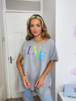 Cargar imagen en el visor de la galería, Pastel Love Slogan Oversized Sleeveless Top In Grey
