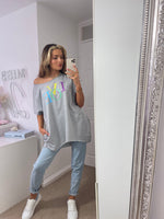 Załaduj obraz do przeglądarki galerii, Pastel Love Slogan Oversized Sleeveless Top In Grey
