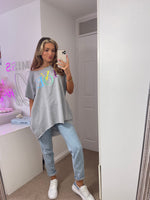 Load image into Gallery viewer, Pastel Love Slogan Oversized Sleeveless Top In Grey

